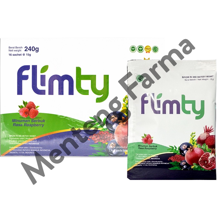 Flimty Fiber Raspberry 16 Sachet - Suplemen Pelangsing Diet Detox