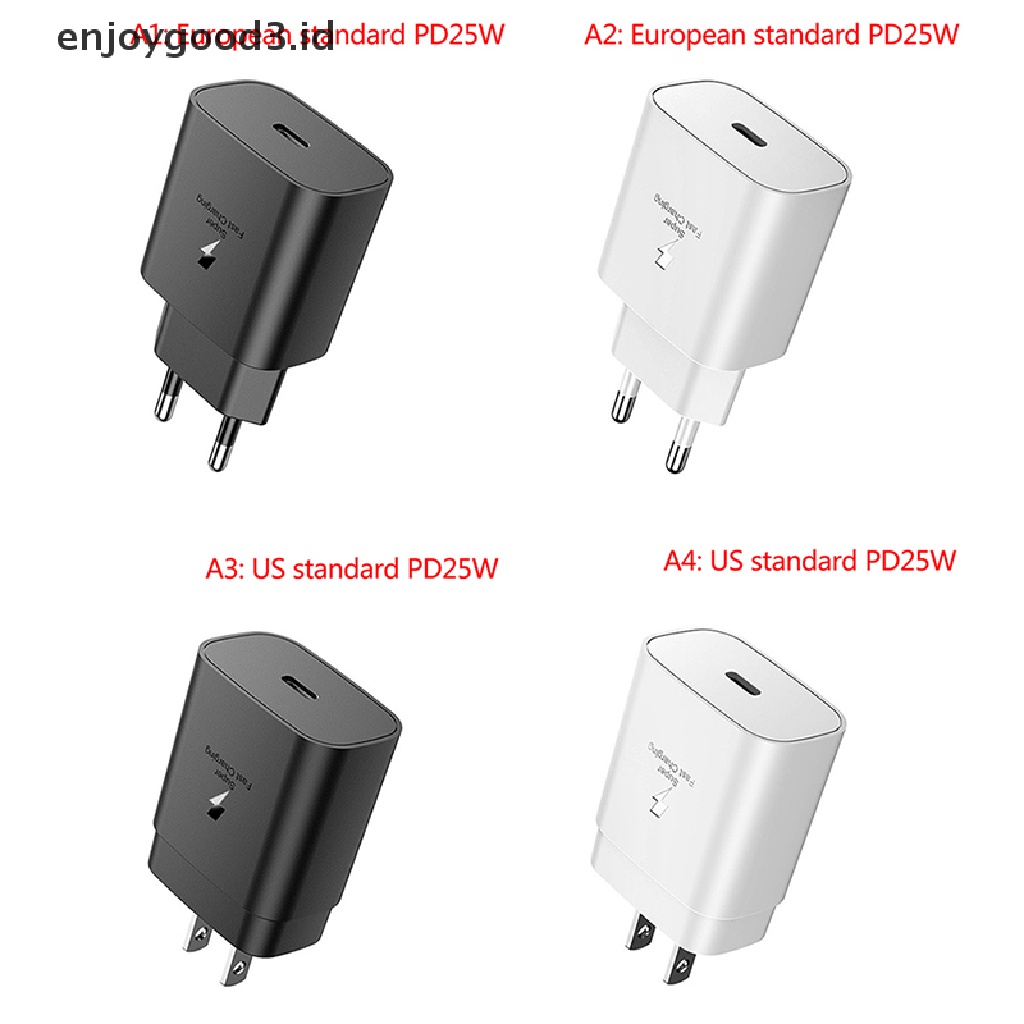 【 Rready Stock 】 Universal PD 25W Quick Charge Charger Travel Wall Charger Adapter EU Plug For Samsung Note10 S20 Super Fast Charger （ ID ）