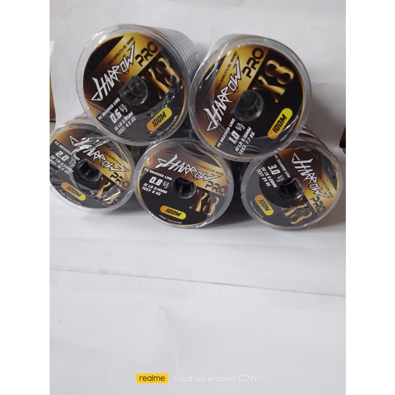 Senar Pancing Murah PE X8 Harrow Pro 100 m Single Color Black Bisa Connecting