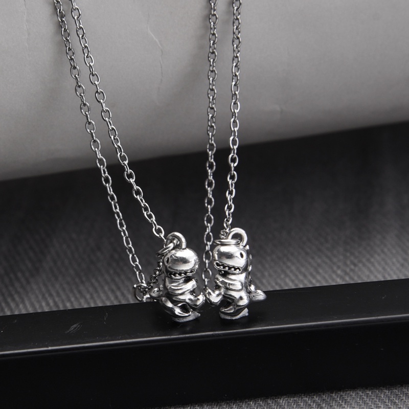 1pasang Kalung Pasangan Liontin Magnet Lover Heart Dinosaurus Untuk Pecinta Perhiasan Pesta Persahabatan