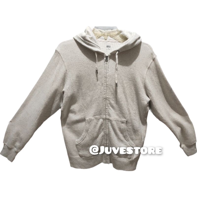 HOODIE ZIPPER UNIQLO PUTIH, Preloved/ Second, BRANDED ORIGINAL