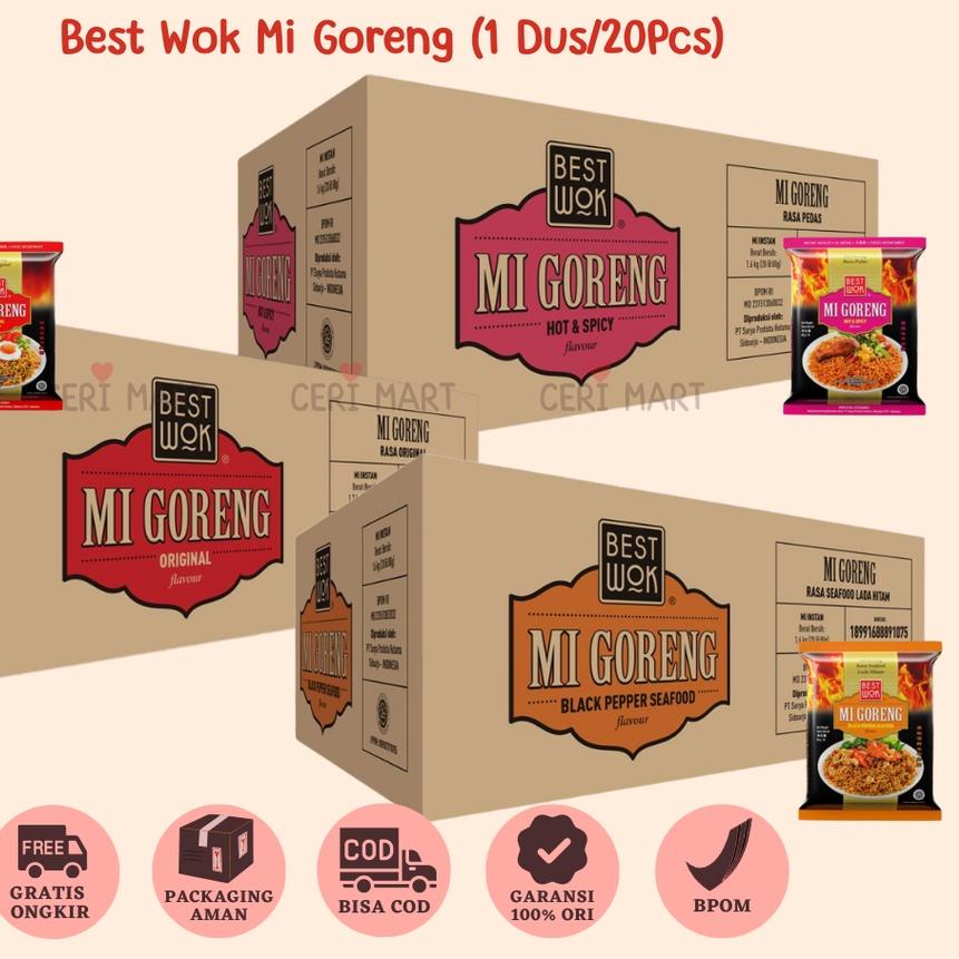 

➬ Best Wok Mi Mie Goreng 1 DUS 20 pcs Bisa Mix Original Hot & Spicy Blackpepper Black Pepper Seafood Instant Noodle 85gr BestWok KKV Indomie ♖