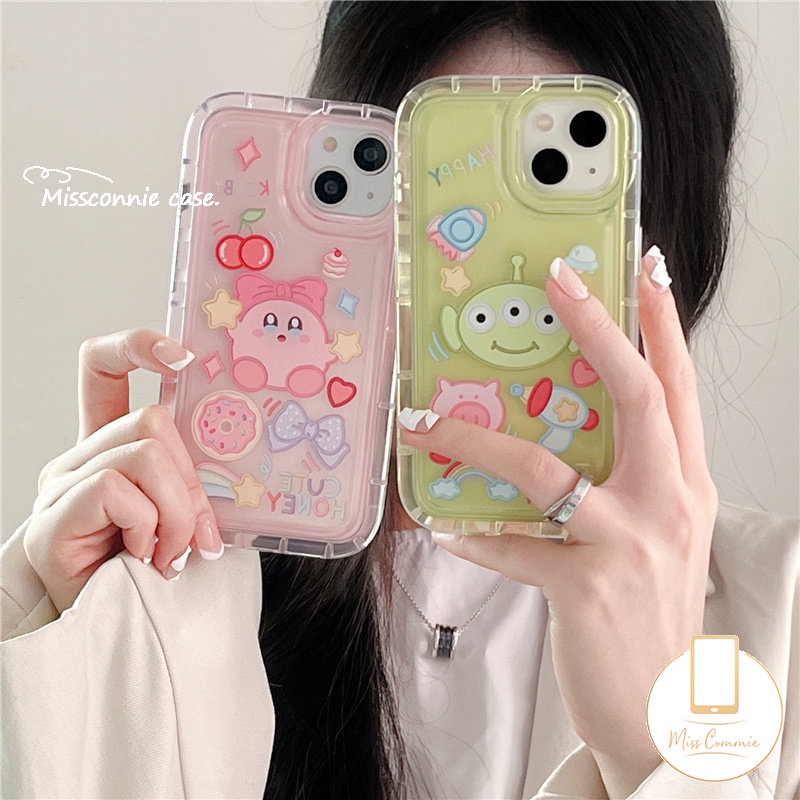 Kartun Kirby Cherry Candy Airbag Casing Realme C53 C55 C30 7i C17 9i C21Y C15 C12 C25 C11 C25s C35 5 C33 C25Y 6i 5i 5s C3 C20A C20 Cute Strawberry Bear Manyo Shockproof Soft Cover