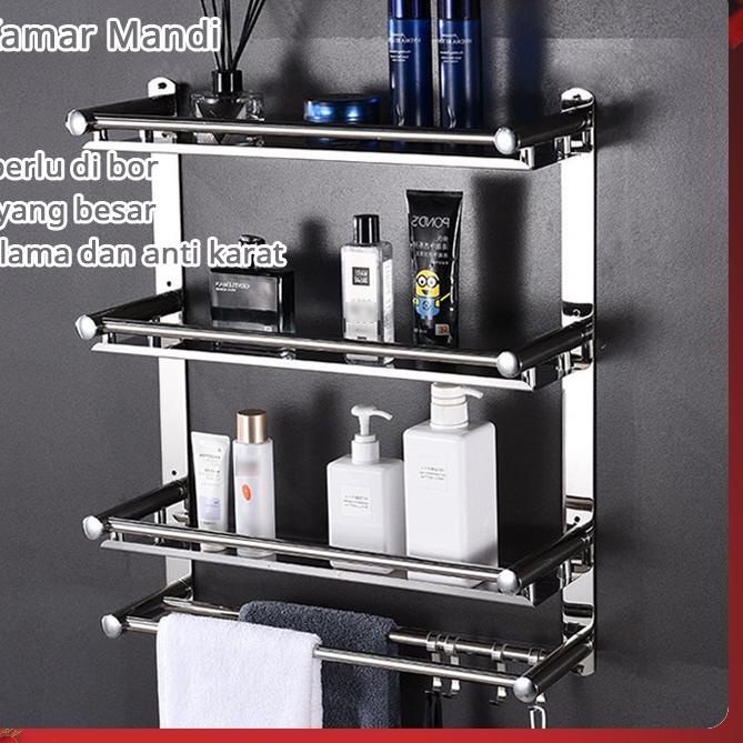 ✷ ALOBON Rak Toilet/ Rak Stainless/ Rak tingkat ANTI-KARAT/ Rak Handuk/ Rak Sabun/ Rak kamar mandi ➱