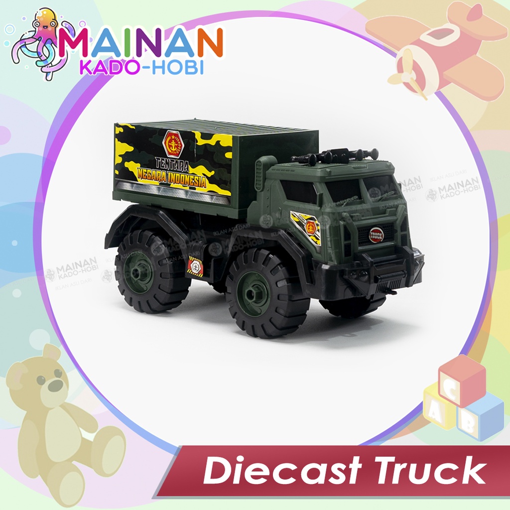 KADO HADIAH ULANG TAHUN MAINAN ANAK LAKI MINIATUR DIECAST ARMY TRUCK TENTARA TNI