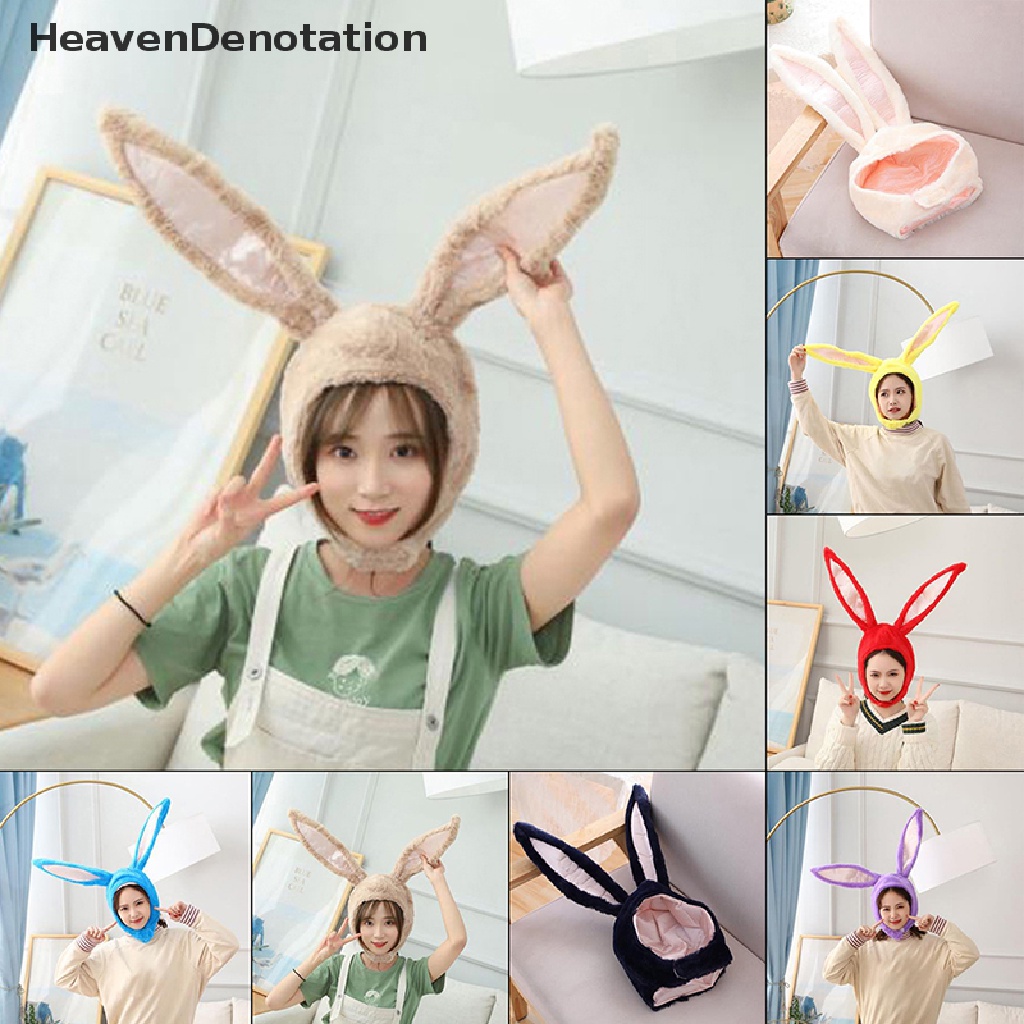 [HeavenDenotation] Plush Rabbit Bunny Ears Hat Earflap Penghangat Kepala Topi Perlengkapan Foto Untuk Wanita HDV