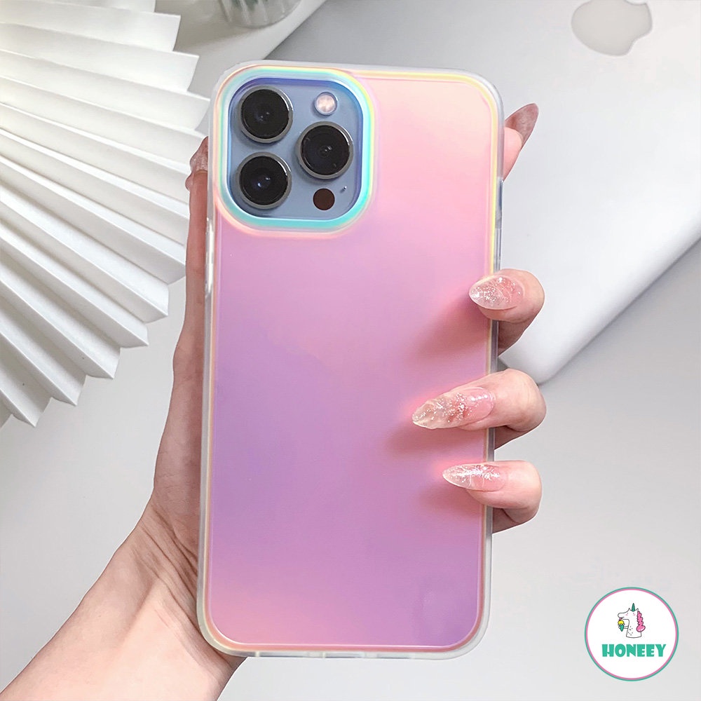 IPHONE Gradien Dazzle Aurora Laser Dazzle Phone Case Kompatibel Dengan Iphone14 13 12 11 Pro Max Frosted Clear Case Shockproof Lembut TPU Back Cover