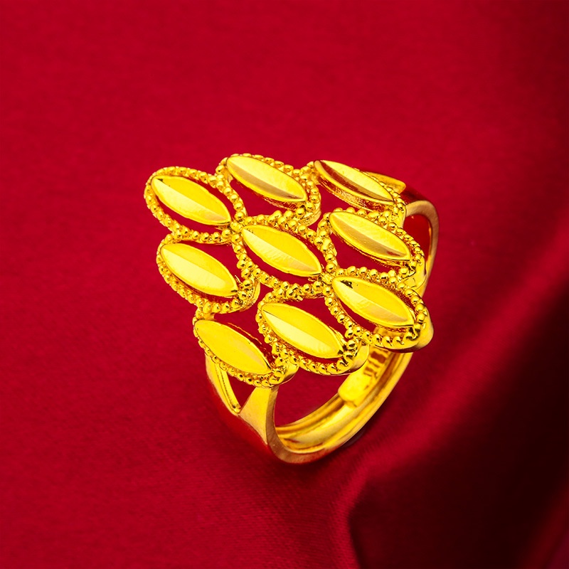 Goldkingdom Perhiasan Fashion Emas Asli Kadar 375 Bangkok Aksesoris Ready Stock 2023domineer Ladies Cincin Bunga Besar Cincin Terbuka