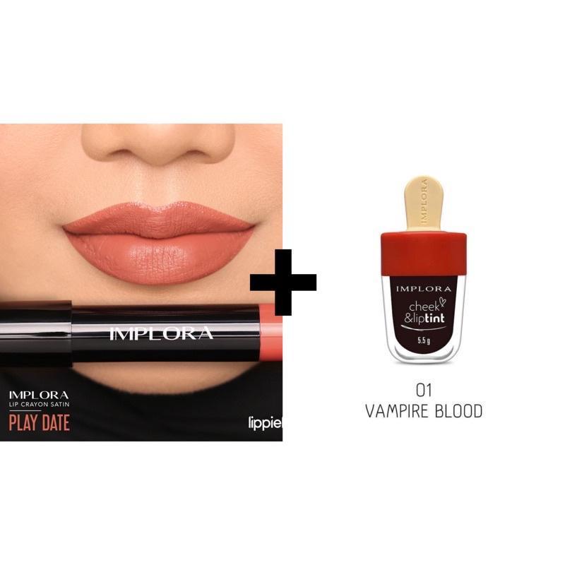 PAKET OMBRE IMPLORA LIPTIN VAMPIR BLOOD + LIP CREAM DUSKY NUDE/ Isi 2 - viral Ombre lipcream lipvelvet lipcrayon liptint LIP VELVET LIP TINT LIP CREAM IMPLORA JELLY TINT