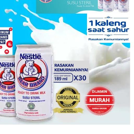 

☊ (PROMO)BEAR BRAND Susu Beruang Susu Kaleng Steril 189ml x 30 pcs ♤