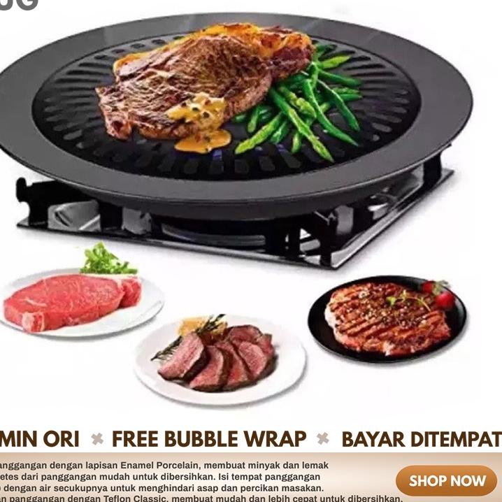 ♛ Alat Panggang Bulat Barbeque Grill Pan Pemanggang BBQ Tempat Bakar Daging Ayam Sosis Sate Anti Len