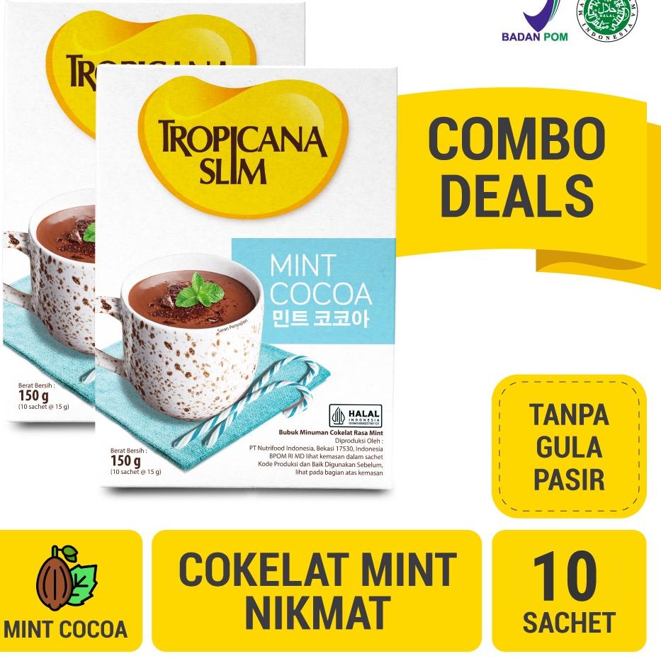 

Star Twin Pack - Tropicana Slim Mint Cocoa 10 Sachet - Minuman Cokelat Mint Nikmat Tanpa Gula Pasir buruan