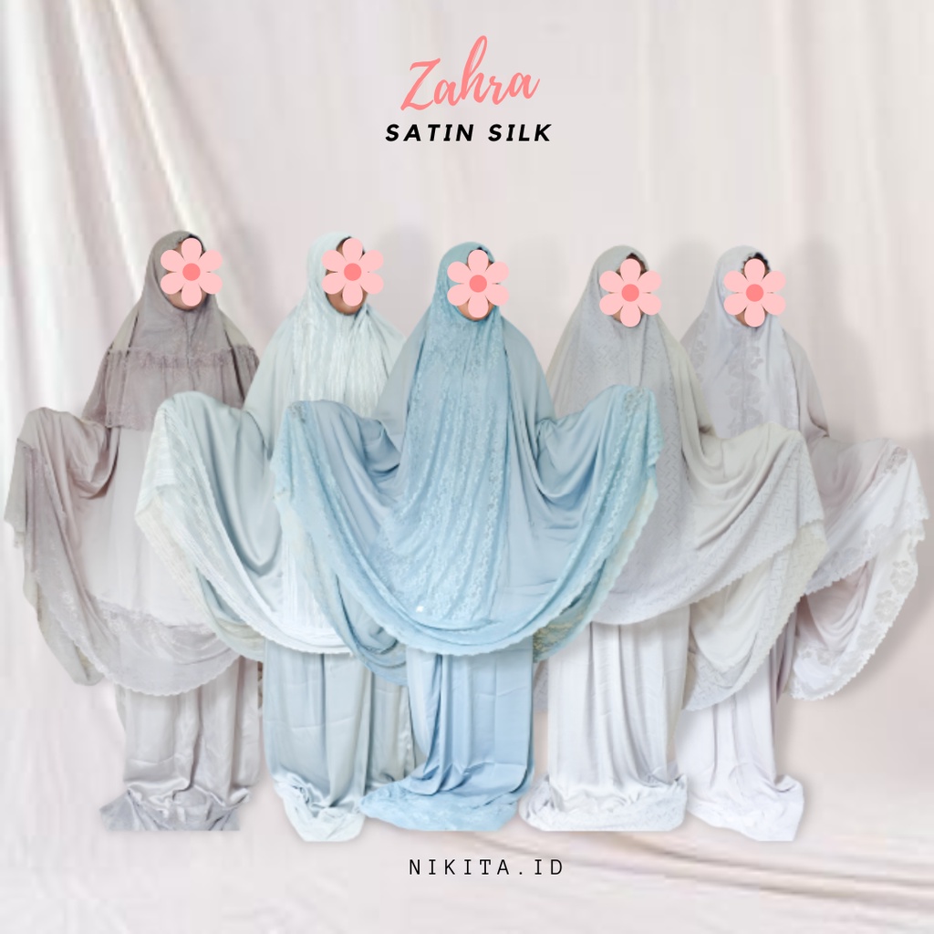 Mukena Dewasa Jumbo 2 in 1 Zara Satin Silk Full Renda