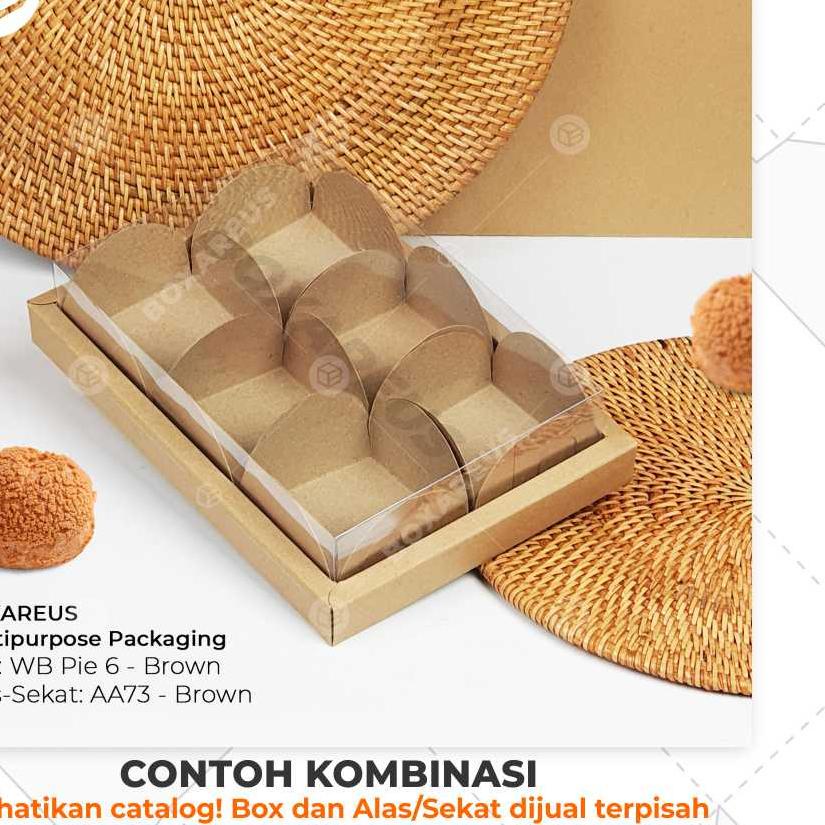 ➤ Box Mika Pie Packaging Sekat 6 Egg Tart Dus Kotak Kue | WB Pie 6 ✩