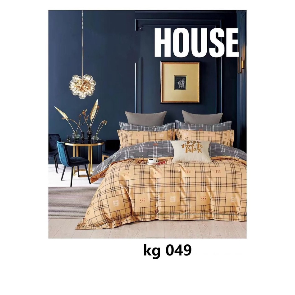 Kain sprei Katun Jepang Kotak Orange B