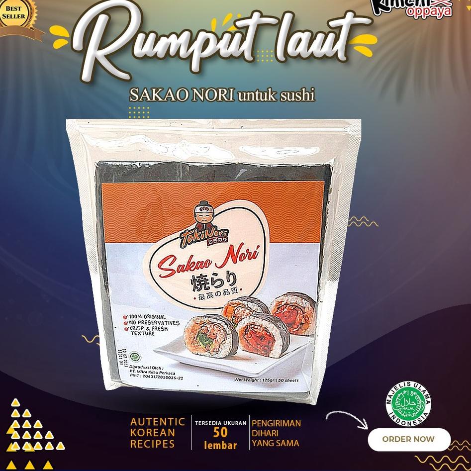 

➱ Sakao Nori Isi 50 Lembar Untuk Kimbab Sushi Kimbab Korea Sakao Nori ➶