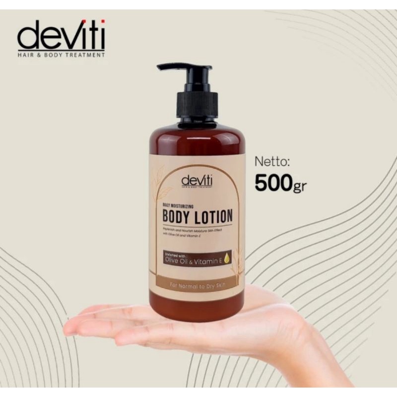 DEVITI Body Lotion Botol Pump 500ml Olive Oil Vitamin E Kulit Kering