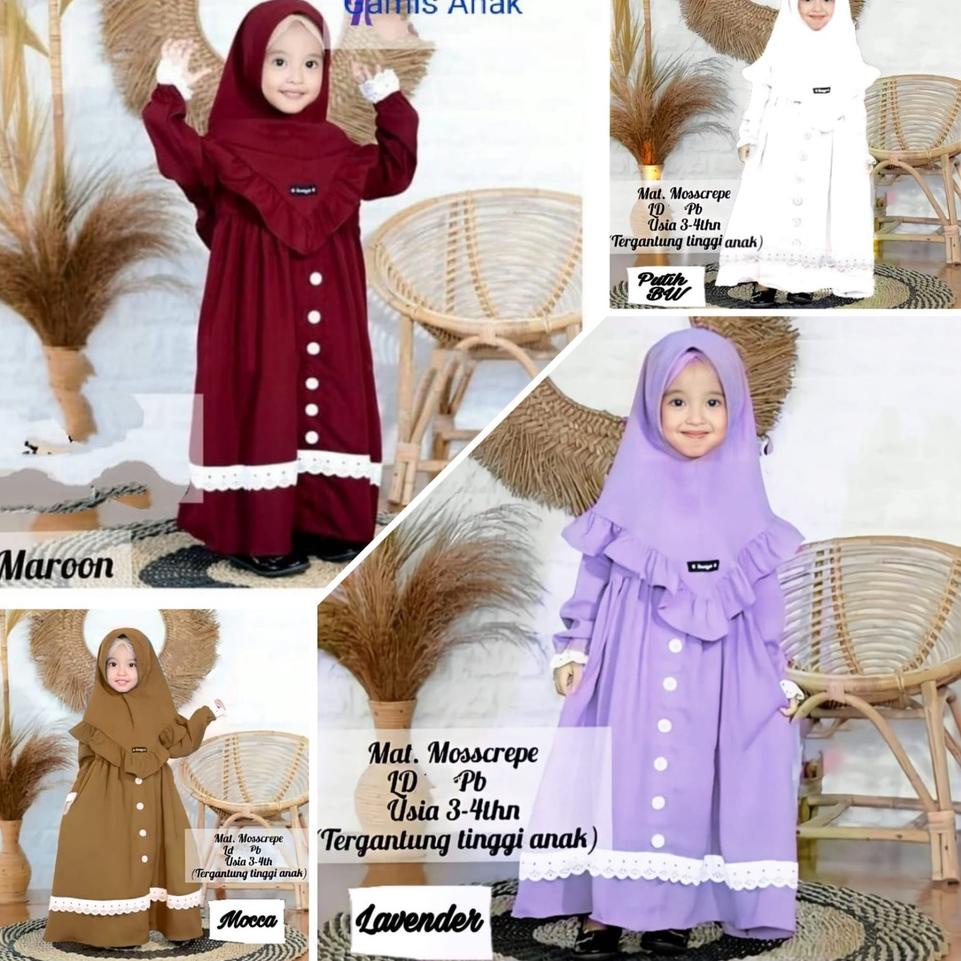 Langsung Order Gamis Anak Kids ( Free Jilbab ) Usia Tanggung Baju Gamis Muslim Anak