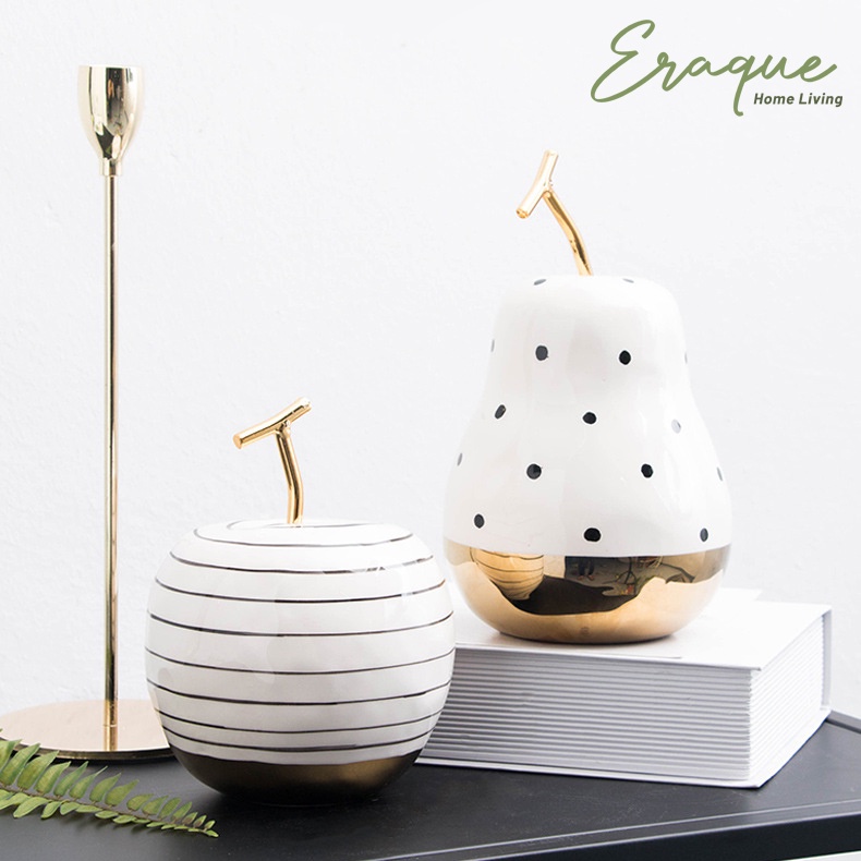 Fruit Ceramic Decoration / Pajangan Hiasan Ornamen Buah Apel Keramik Gold Dekorasi Meja Kantor Rumah