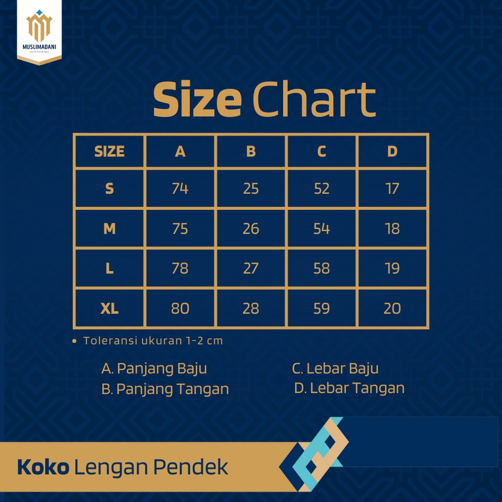 Muslimadani Baju Koko MIZAN Kemko Dewasa Lengan Pendek Baju Muslim Kemeja Koko Pria Bordir-8
