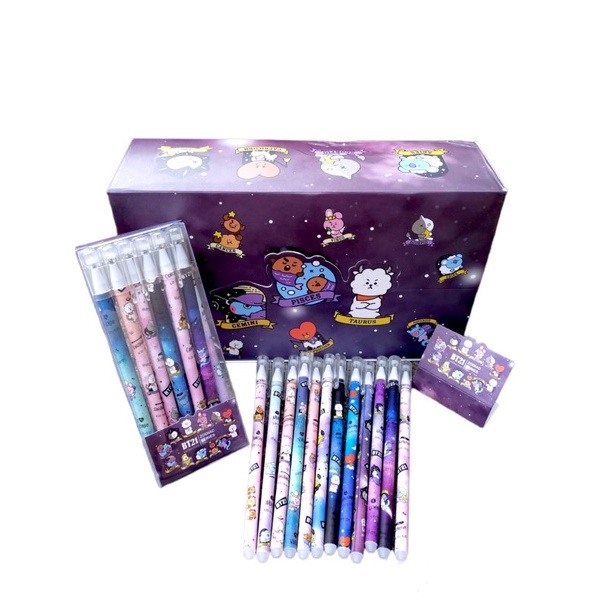 

pena-pulpen karakter BT 21 zodiak bisa dihapus erasable pen BTS 21 mix