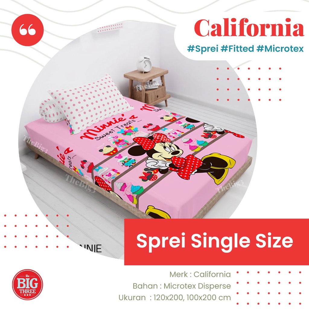 Sprei CALIFORNIA 120x200/100x200 cm - Amore Black & White Mickey Mouse Bugs BunnyBuzz Light Year Che