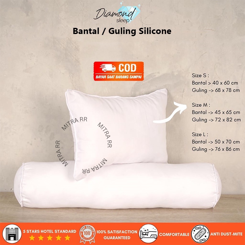 Bantal Guling Hotel Putih Diamond 100% Silicon Premium Medium Size 45x65 / 72x82 cm