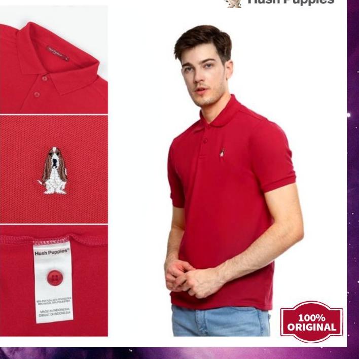 ♨ Kaos Kerah / Polo Hush Puppies Faldo Original Branded Sale Merah ►