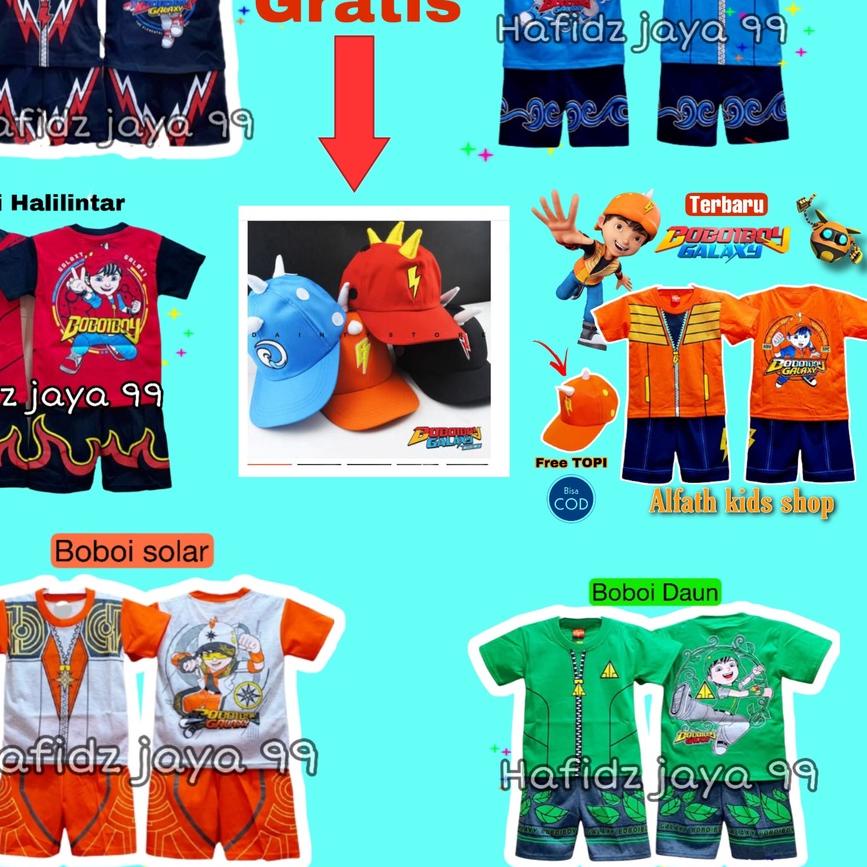 ✫ SETELAN BAJU KOSTUM BOBOIBOY ANAK SET TOPI / STELAN BOBOBOY ANAK LAKI-LAKI GRATIS TOPI / BOBOBOI /