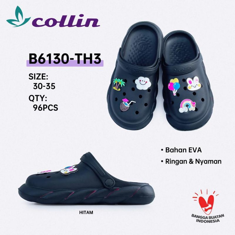 Sandal Baim Fuji Clog Anak Perempuan Jibbbitz Awan Smile Coin 6130