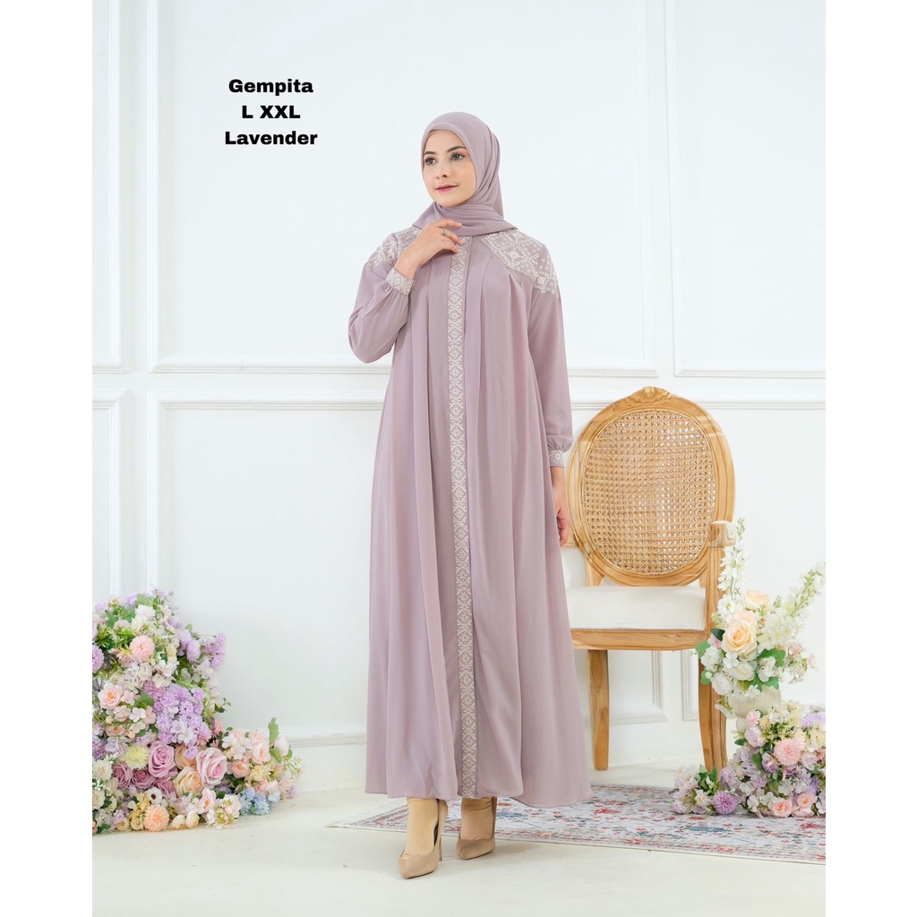 Gempita Dress || Gamis Bordir Cerutty || Gamis Lebaran Termurah Bisa (COD) || Fashion Muslim ~ DVN STYLE