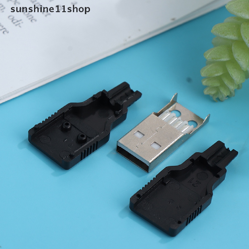 Sho 10pcs Solder USB Male Tipe A 4pin Plug Socket Konektor Colokan USB N