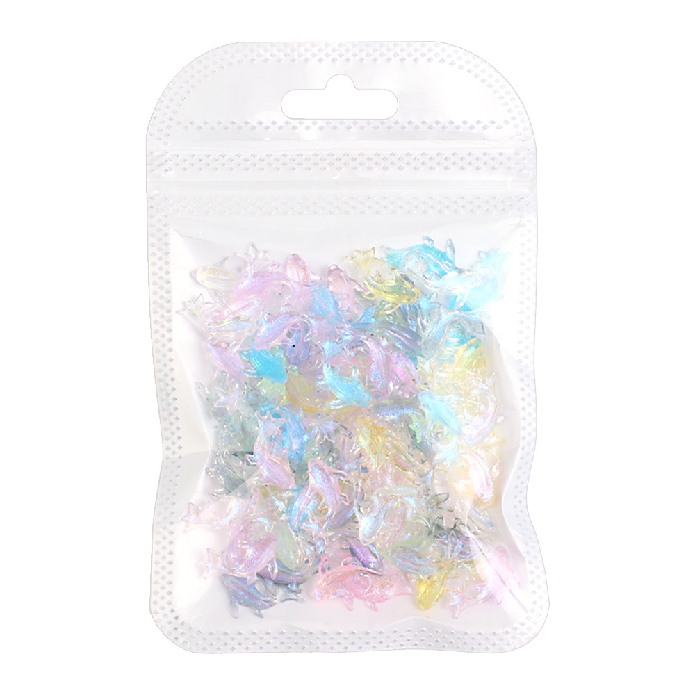 100pcs/bag 3D Resin Glitter Kristal Aurora Warna Ikan Mas Manicure Ornamen Kawaii Transparan DIY Nail Art Dekorasi Aksesoris