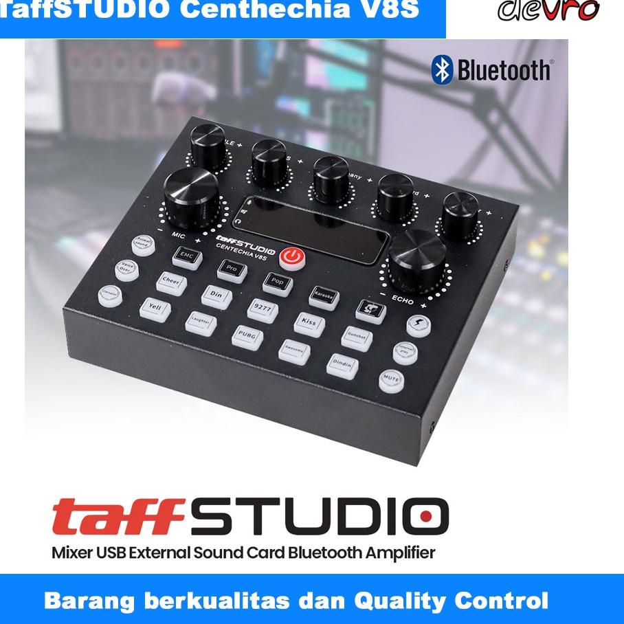 ۝ Taffstudio Centechia Sound Card V8S - USB External Sound Card Bluetooth Soundcard Amplifier Mixer 