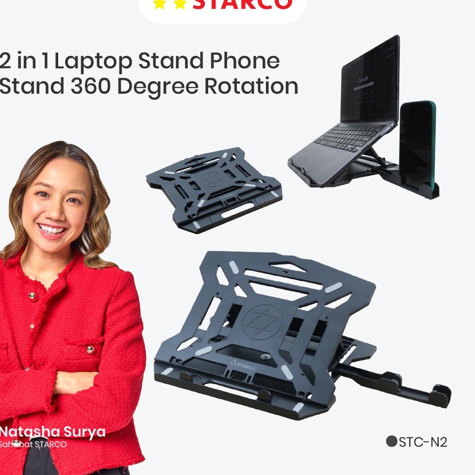 ReadyStarco 2 in 1 Foldable Laptop Stand Holder Hp Tablet Stand Meja Laptopツ