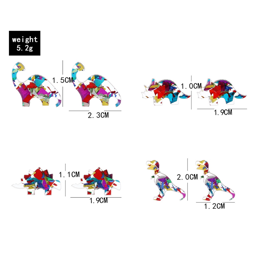 Fashion Dan Kepribadian Anting Kecil Baru Film Warna Akrilik Dinosaurus Tiranosaurus Rex Anting-Anting