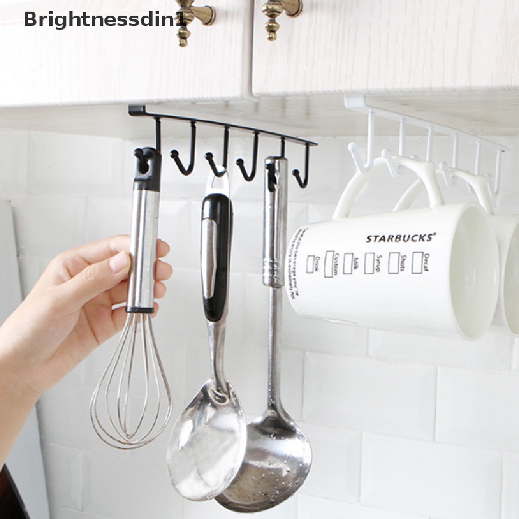 [Brightnessdin1] 6-hooks Kitchen Accessor Rak Penyimpanan Kait Baju Gantung Lemari Organizer Butik