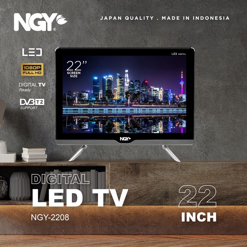 TV Digital 22 inch TV LED Digital Televisi HDMI USB Full HD Garansi Resmi 1 Tahun NAGOYA