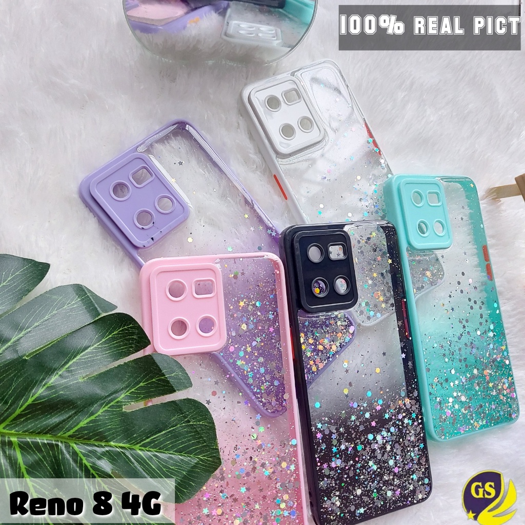 OPPO A16K / A16E / A76 / A96 2022 / Oppo Reno 8 4G / RENO 7 4G Reno 6 4G 5G Reno 5 5F 4F 4 4G 5G Case Dove Glitter Bling Star Light Candy Camera Macaron Gliter Pelindung Kamera