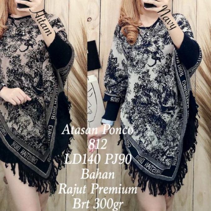 ✻ Atasan Rajut Ponco import Premium ➱