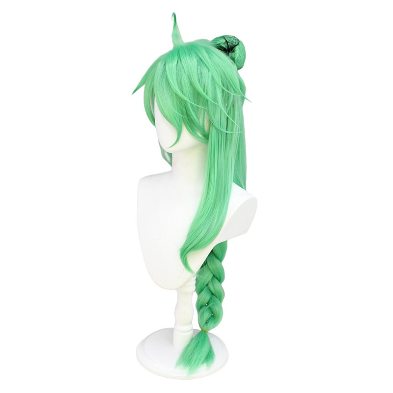 Wig Genshin Karakter cos Seni Putih Hijau Twist Kepang Rambut Bodo Poni Rambut Panjang Wig cosplay Game