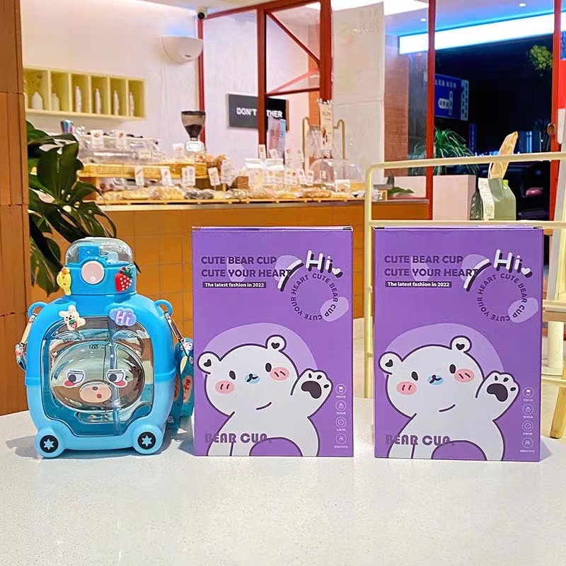 Gelas Perut Besar, Gelas Air Plastik Kapasitas Besar 1000ml, Botol Air Portabel Siswa, Pengganti Gelas Jerami Anak