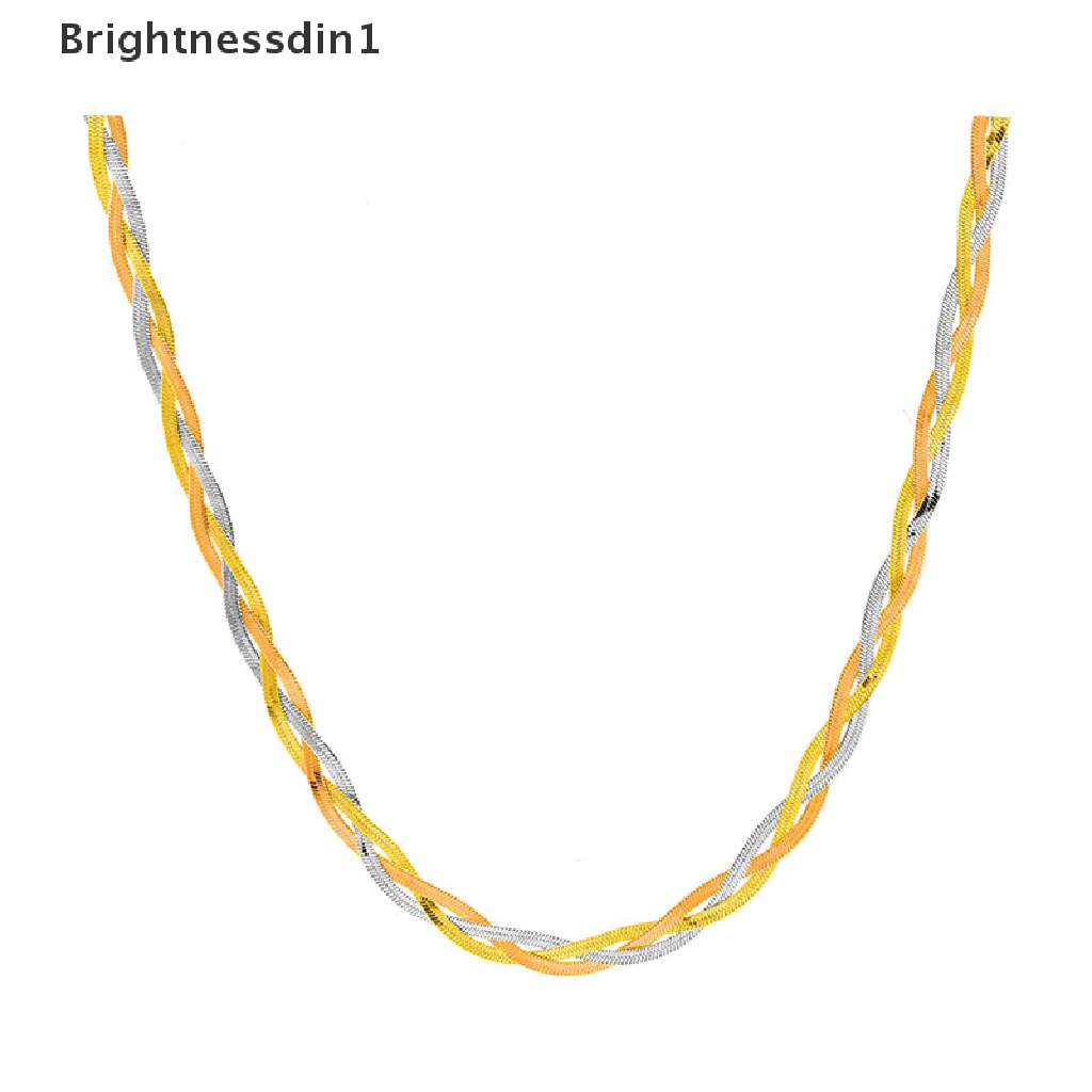 [Brightnessdin1] Multi Layer Tahan Air Titanium Steel Tangan Dikepang Baru Herringbone Rantai Kalung Untuk Wanita Fashion Klavikula Rantai Trendi Perhiasan Butik