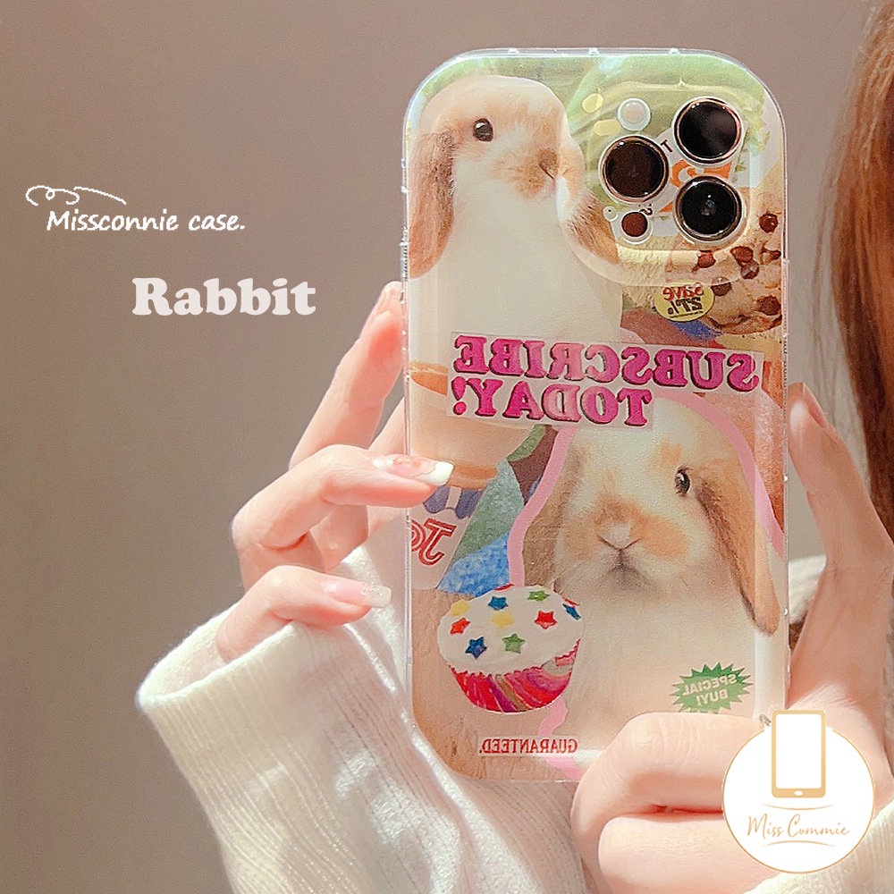 Ins Kue Panas Cookie Kartun Kelinci Yang Indah Case Kompatibel Untuk IPhone 7Plus 8Plus 11 13 12 14 Pro Max X 6 6s 8 7 Plus XR XS Max SE 2020 Shockproof Airbag Lembut Tpu Phone Cover