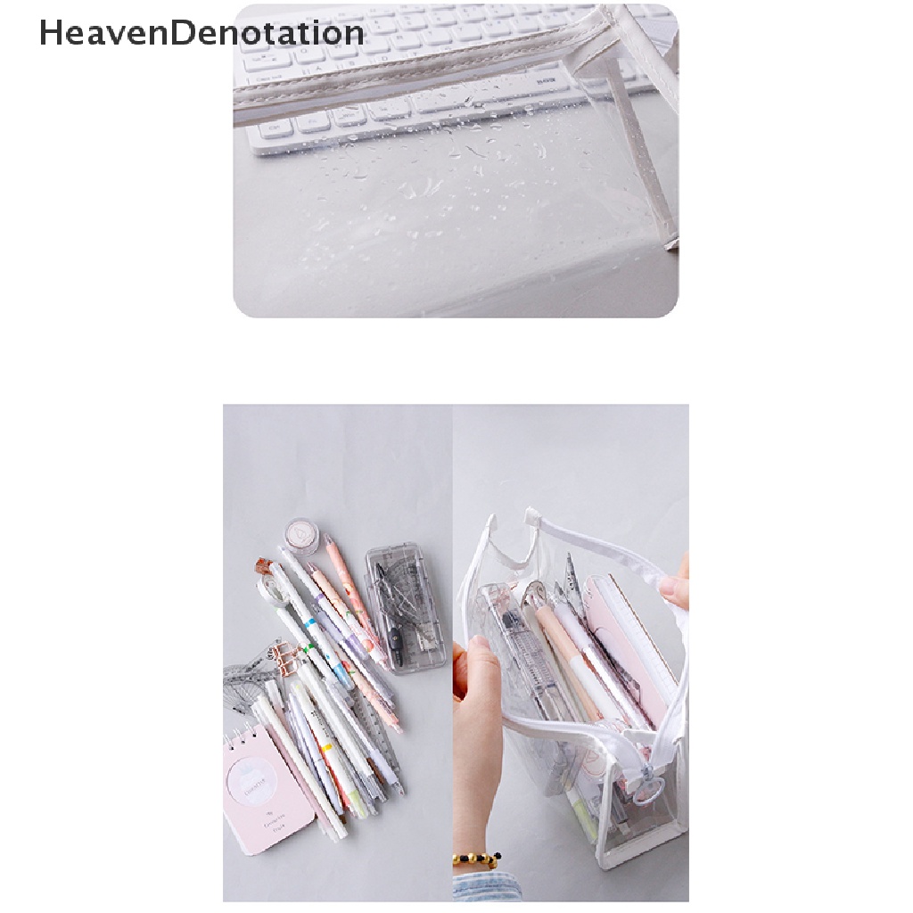 [HeavenDenotation] Pvc Transparan Pencil Case Kawaii Tas Pensil Tahan Air Untuk Siswa Alat Tulis Perlengkapan Sekolah Portable Pen Pencil Pouch Bag HDV