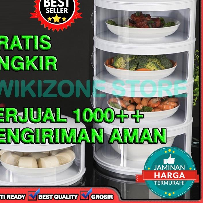 ➭ [TERMURAH] RAK SUSUN 4 TINGKAT TUDUNG SAJI RAK MAKANAN FOOD COVER MAKAN PENUTUP ◘