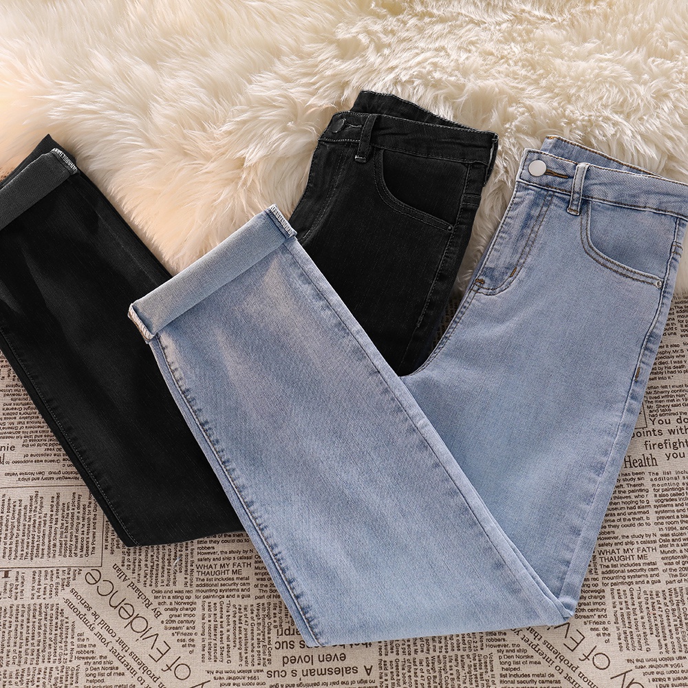 Retro Highwaist Straight Celana Jeans Wanita Skinny Melar Jeans Wanita Korea