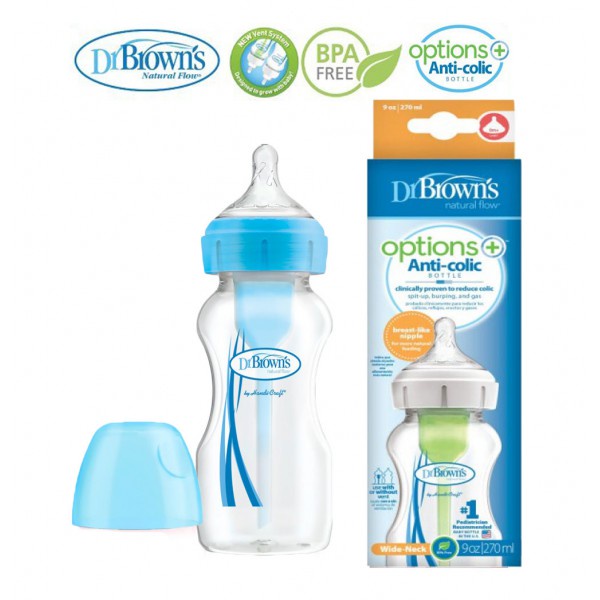 Dr.Brown's 9 oz/ 270ml PP Wide-Neck Options+ Baby Bottle