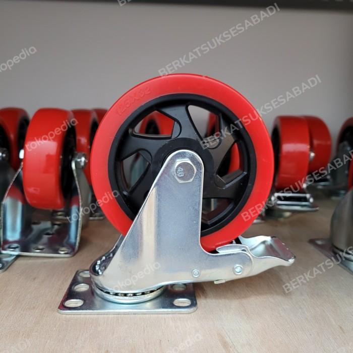 Roda troli 5 inch, rem dan hidup