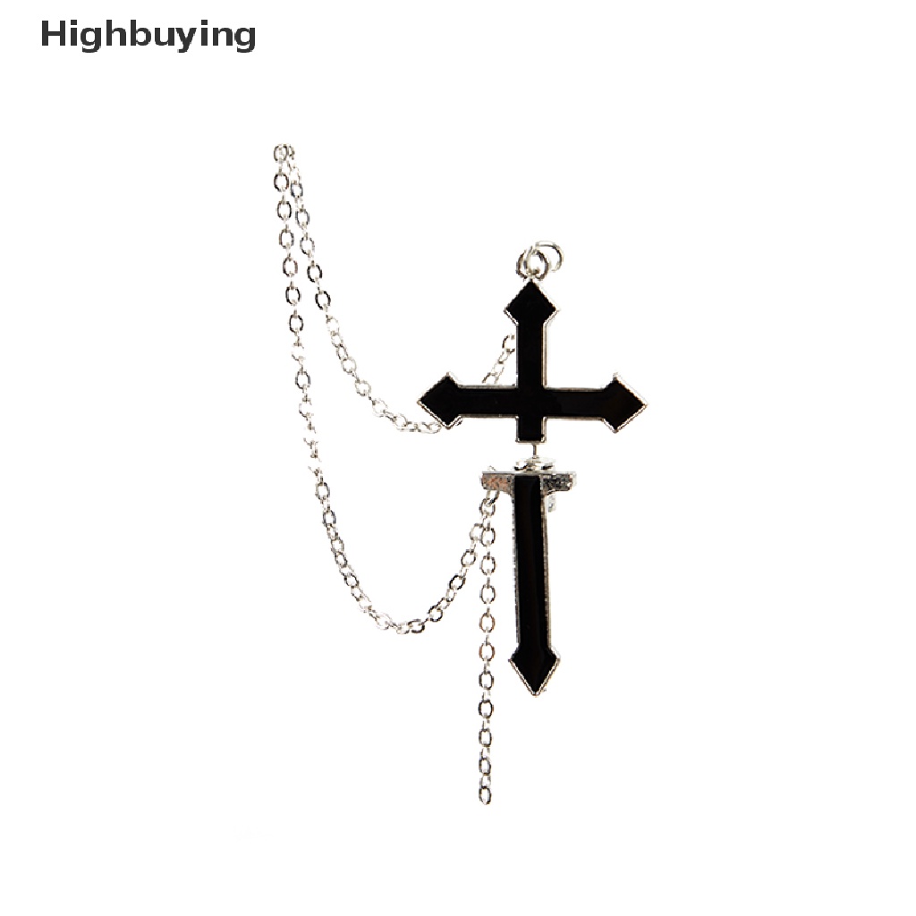 Hbid Anting Hitam Salib Drop Untuk Remaja Vintage Rock Rantai Panjang Wanita Earrings Glory